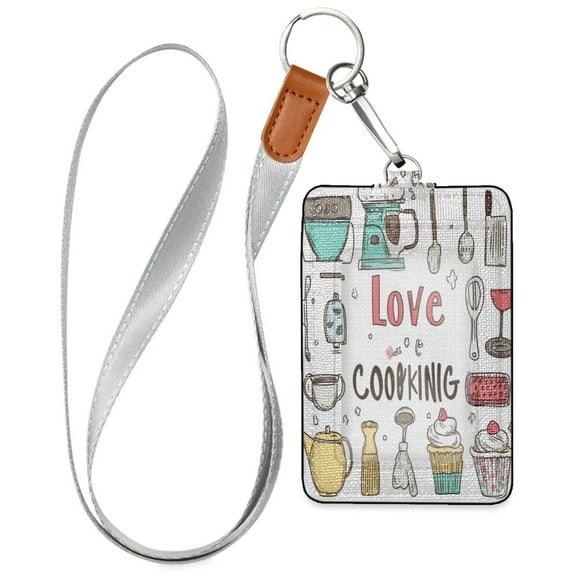 PU Leather ID Badge Holder Stylish Badge Holders with Lanyard (4.3x2.8x0.3in) for Cards & Credentials Cooking Tools and Kitchen Utensils