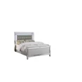 thumbnail image 5 of Silver Faux Leather 1pc King Size Bed W LED Tufted Headboard Mirrored Panels Master Bedroom Furniture, 5 of 6