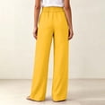 thumbnail image 5 of Womens Elastic Waist Wide Leg Pants with Pockets Solid Color Loose Casual Office Commute Trouses L, 5 of 6