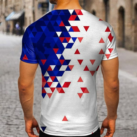 Gubotare Mens T Shirt Mens Graphic Logo Heavyweight Cotton T-Shirts in Regular, Big and Tall,Blue XXL