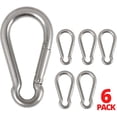 thumbnail image 2 of Performore 6 Pack of 2 1/4 Inches Stainless Steel Safety Spring Snap Hook Carabiner, Multi-Purpose Heavy Duty Stainless Steel Carabiner Clips for Keys Swing Set Camping Fishing Hiking Traveling, 2 of 7