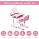 Gymax Hauteur Réglable Enfants Chaise de Bureau Ensemble Étude Dessin W / Lampe & Bibliothèque Rose – image 5 sur 10