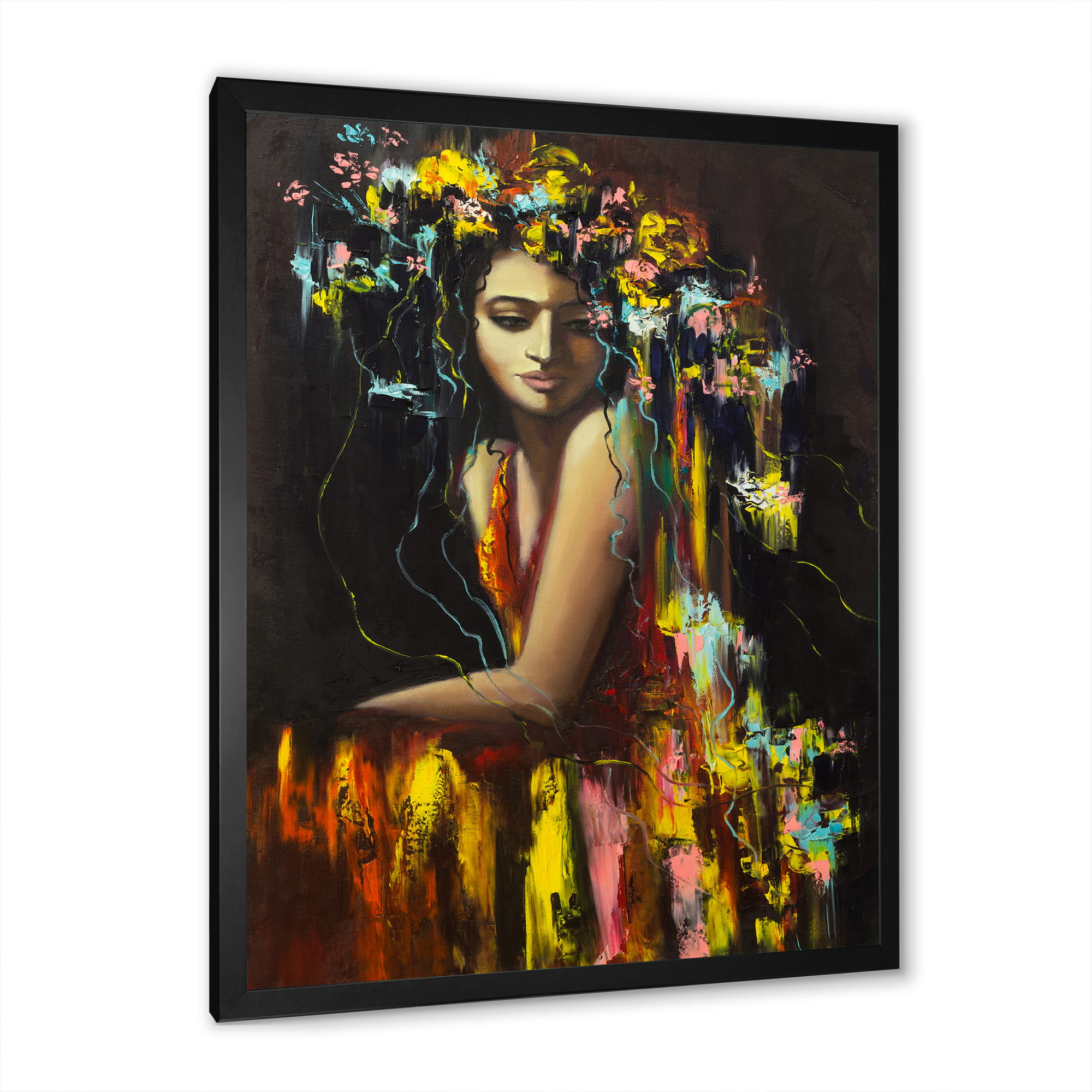 Designart 'Modern Portrait Of A Young Girl' Modern Framed Art Print