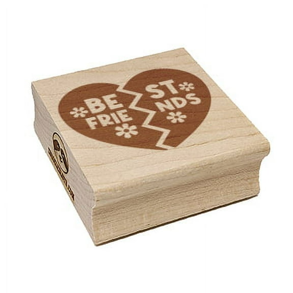 Best Friends Heart Valentine's Day Square Rubber Stamp Stamping Scrapbooking Crafting - Small 1.25in