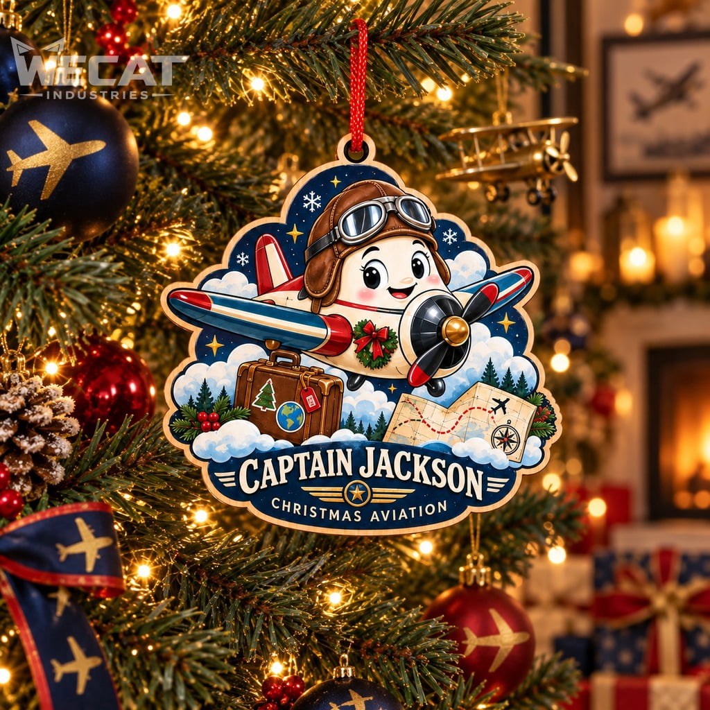 Wooden Ornament, Custom Pilot Airplane Christmas Tree Hanging for ...