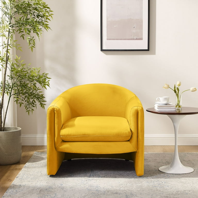 VANOMi Living Room Accent Chair U Shaped Club Chair Bedroom Bucket Chair with Armrest Light Yellow Walmart