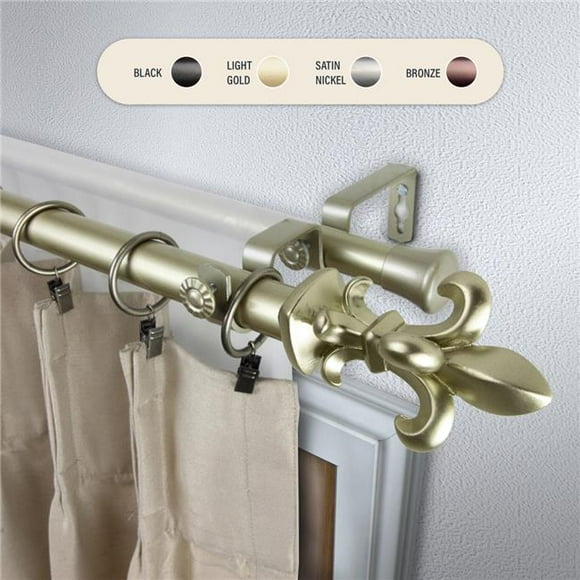Central Design 100-45-283-D 1 in. Silas Double Curtain Rod with 28 to 48 in. Extension, Gold