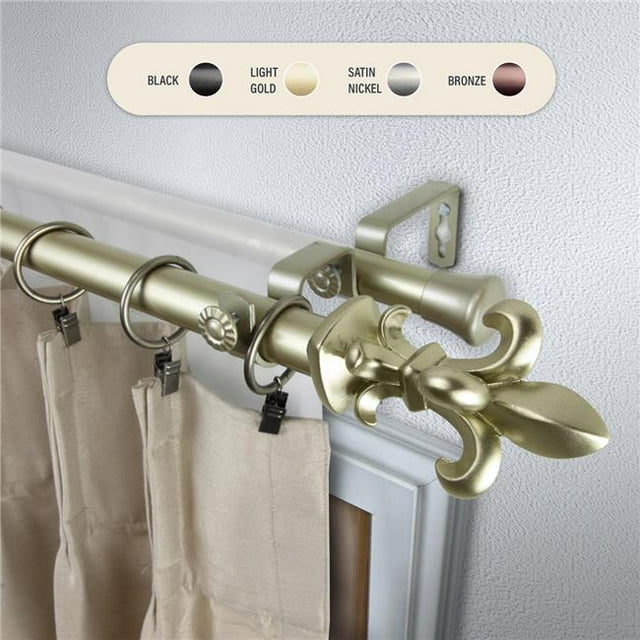 Central Design 100-45-283-D Tringle à Rideaux Double en Silas de 1 Po avec Rallonge de 28 à 48 Po, Or