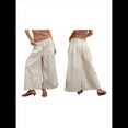 thumbnail image 3 of Pantalones Vaqueros Anchos para Mujer, Holgados, con Cintura Elástica, Botones, Estilo Boyfriend, Informales, Sueltos, con Bolsillos. Beige M, 3 of 8