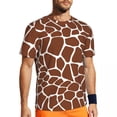 thumbnail image 3 of Giraffe Print T-Shirt Men Brown Animal Skin Vintage Gym T Shirts Quick Dry Beach Fashion T, 3 of 5