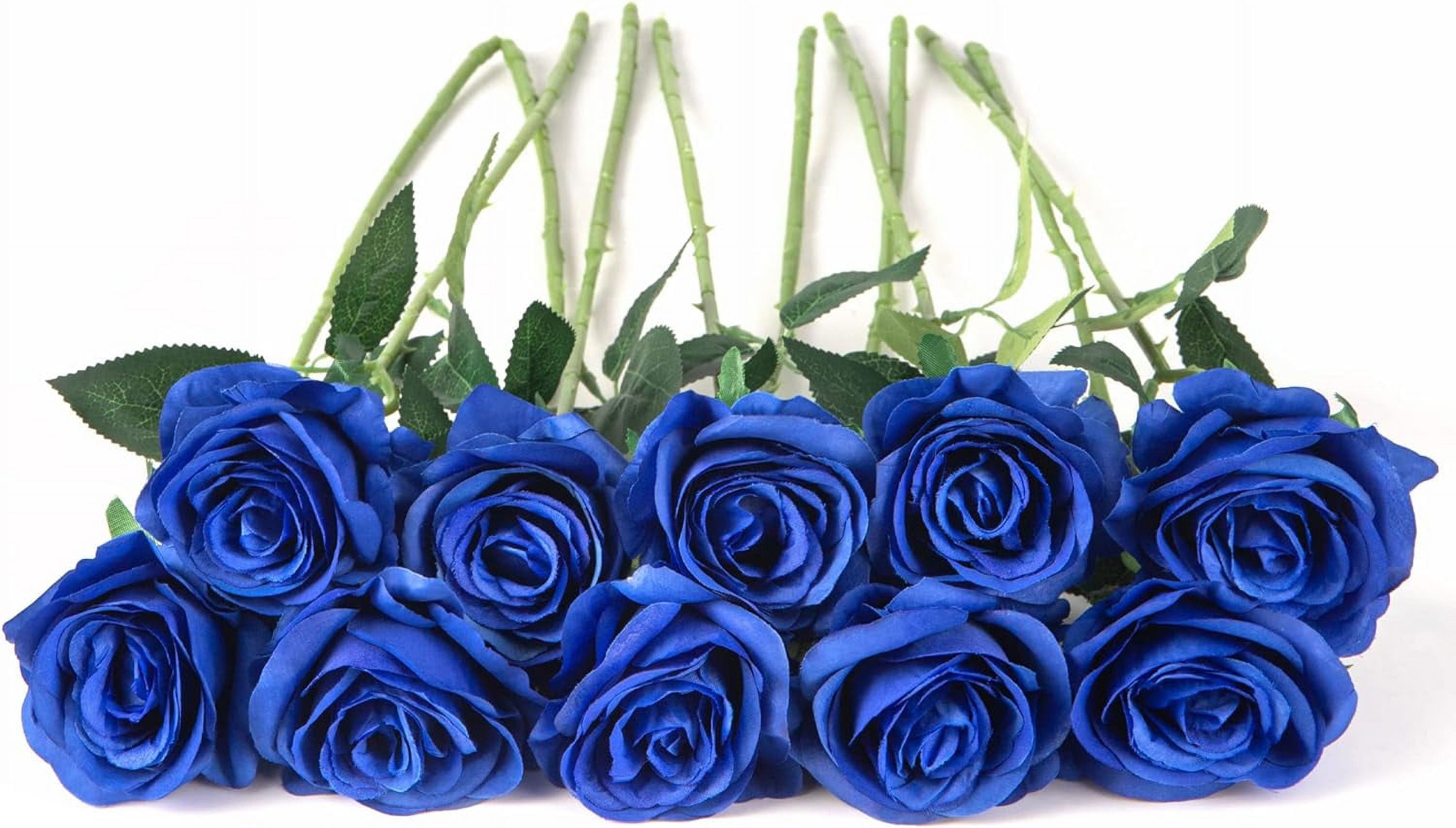 Royal Blue Silk Roses Artificial Rose Flowers Long Stem for DIY Wedding Bouquet Table Centerpiece Home Decor (Royal Blue)