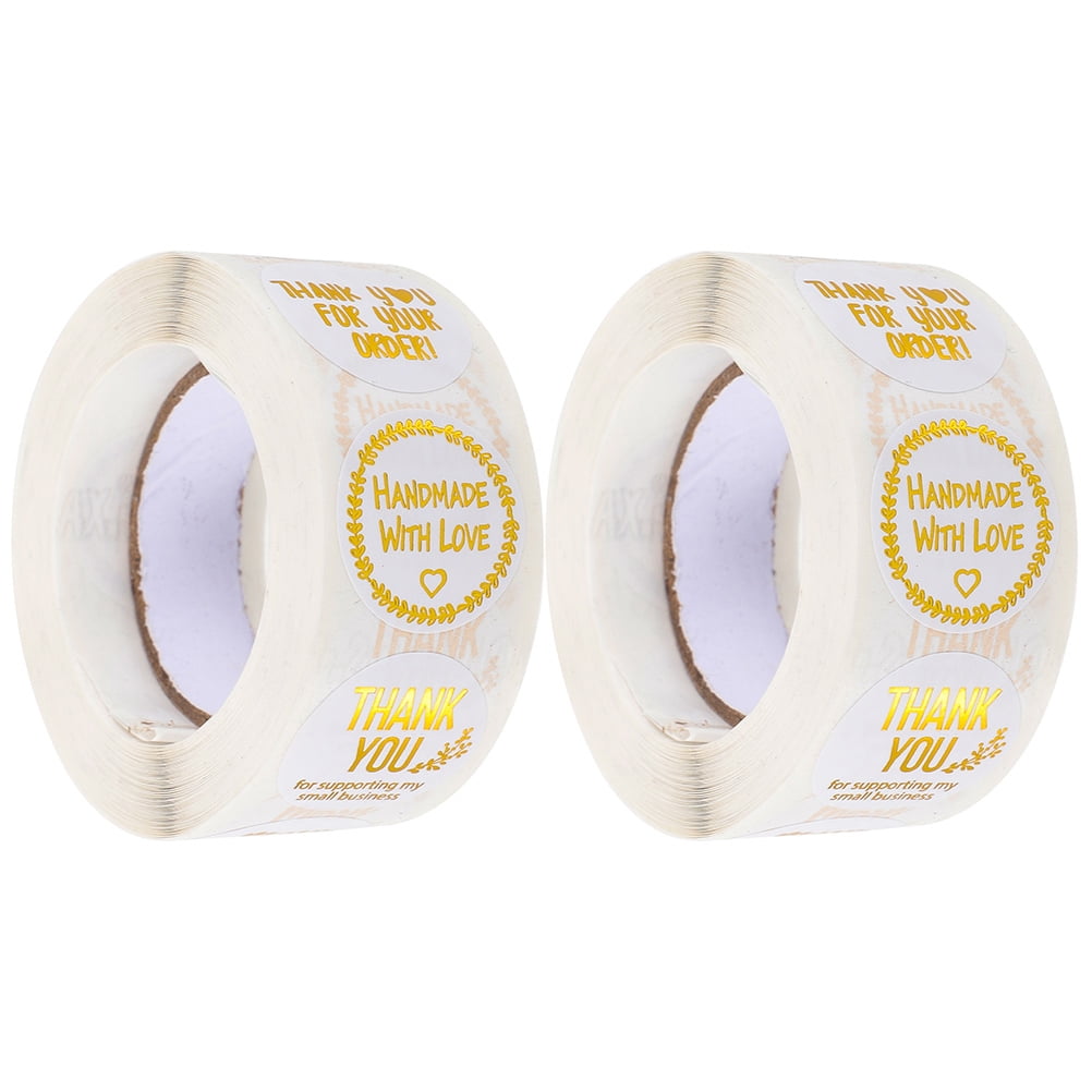 2 Rolls Handmade With Love Stickers Thank You Stickers Baking Package ...
