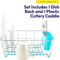 thumbnail image 3 of Dish Drying Rack & Cutlery Holder 2 Piece Set - Compact Sink-Fitting Dish Drainer with Rubberized Undercoating, Space-Saving Kitchen Organizer for Plates, Cups, Bowls & Utensils In Sink, 3 of 6