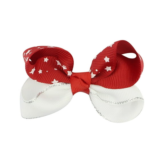 OAVQHLG3B Patriotic Hair Bow Clips for Girl 4th of July Red White Blue Cheer Barrettes Glittery Sequin Independence Day Flag Star Stripe Hairpins Fourth Memorial Holiday Accessories for Kids Teen