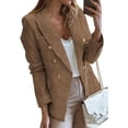 thumbnail image 1 of Womens Double Breasted Tweed Blazers Casual Long Sleeve Open Front Blazer Jackets Work Suits, 1 of 5