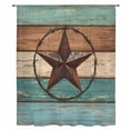 thumbnail image 2 of Vintage Teal Sheer Curtains 45 Inches Long, Brown Western Texas Barn Star Wood Grain Light Filering Curtains, Breathable Simi Curtain Privacy Drapes for Kitchen Bathroom Small Window Treatment, 2 of 9