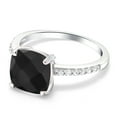 thumbnail image 4 of Gem Stone King 925 Sterling Silver Cushion Checkerboard Black Onyx Ring for Women (2.23 Cttw, Gemstone Birthstone, Available in Size 5, 6, 7, 8, 9), 4 of 6