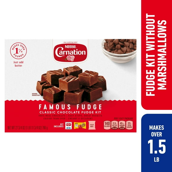 CARNATION Famous Fudge Kit Without Marshmellows Baking Mix Powders, 27.75 oz Box