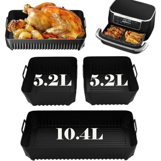 Silicone Air Fryer Mold Compatible with Ninja Foodi Flex 10.4 L AF500EU, Air Fryer Accessories for Ninja AF500 (10.4L+2×5.2L)