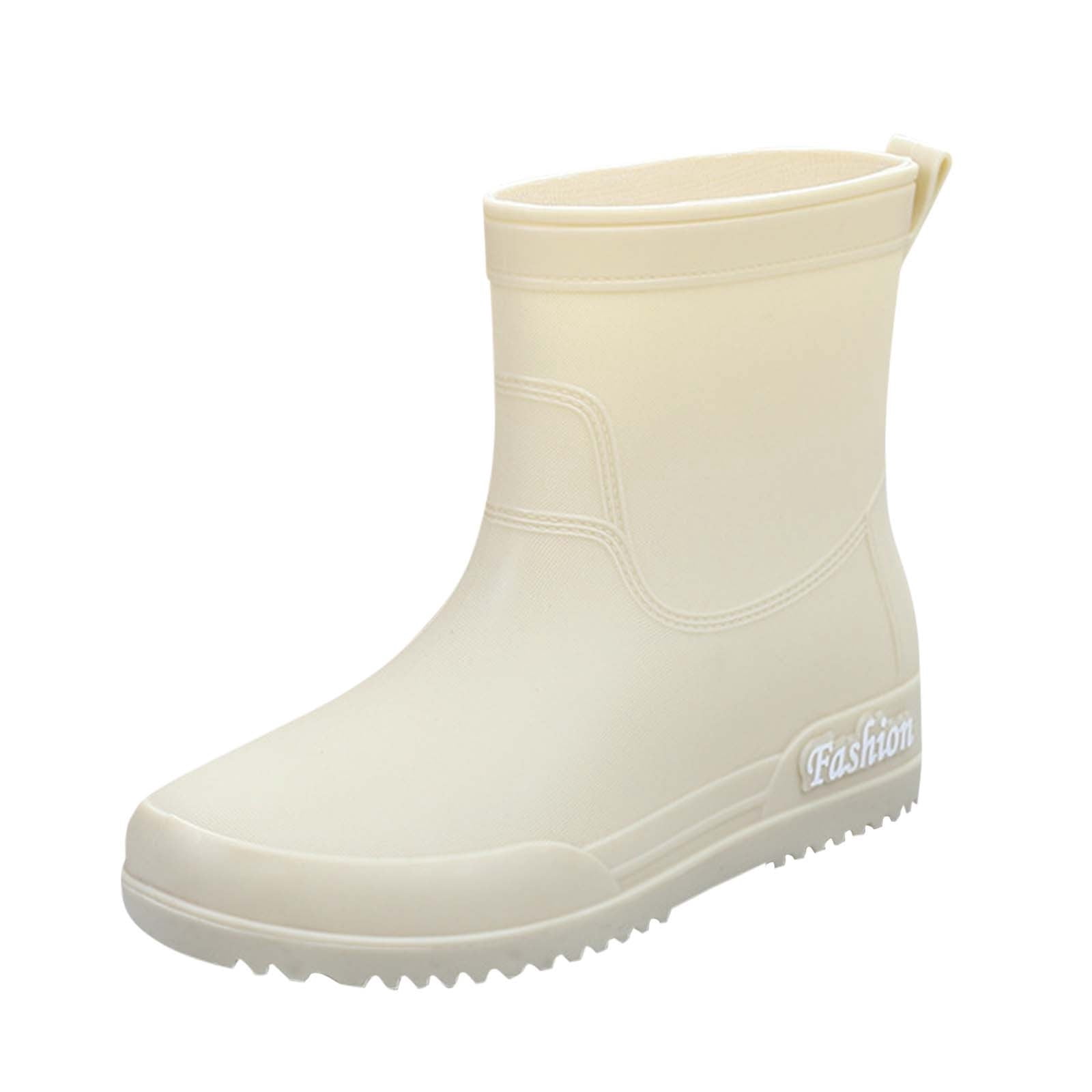 Lenago Womens Rain Boots Ankle Rain Boots Solid Color Casual Shoes Short Rain Boots Multi Color Matching Waterproof Non-Slip Mid-Tube Rain Boots West Coast Dopamine Color Shoes Everyday Rain Boots