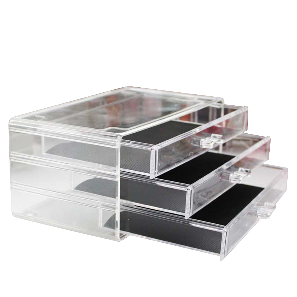Ustyle 3 Layers Acrylic Drawer Type Makeup Storage Box Desk Sundries