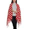 thumbnail image 2 of Honeii Red Polka Dot Print Scarf Oversized Scarf Tassel Fall Winter Thick Scarf Warm Shawl Women,Women's Scarves & Wraps, 2 of 8