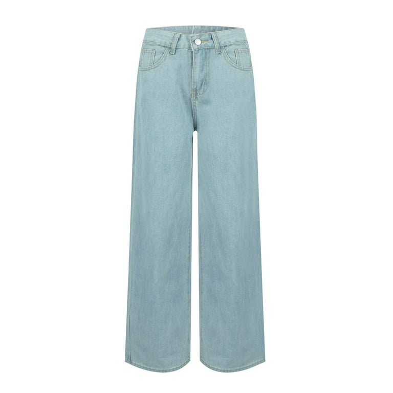 Huresd Baggy Jeans For Women Y2K Low Rise Barrel Jeans Hip