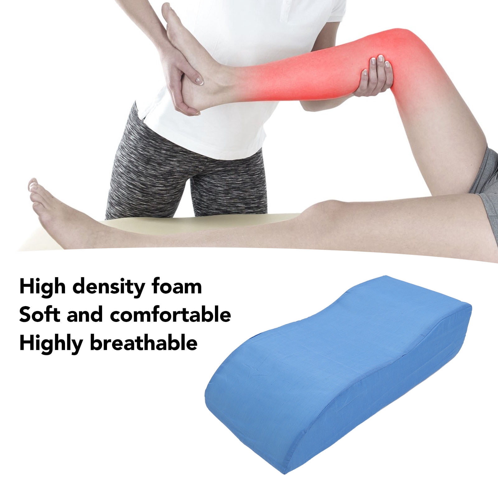 M Buder S Shaped Leg Elevation Pillow for After Surgery Swelling, 22.8x10.6x5.9 inches / 58x27x15 cm Orthopedic Leg Wedge Pillow for Leg Support and Improved Circulation, Blue Memory Foam Leg Pillow