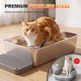 thumbnail image 6 of Ferhtm 38L XL Stainless Steel Cat Litter Box with Lid, Enclosed Kitty Litter Box Odor Control, Covered Metal Litter Box for Large Cats, 3-in-1 Convertible Design, Front Entry and Top Exit, 6 of 8