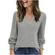 thumbnail image 3 of Sudadera con capucha para mujer,Camiseta de cuello en V para mujer, blusa informal de manga larga, top holgado, mezcla de algodón suave, ideal para el hogar y el uso diario, sopatenor, 3 of 9