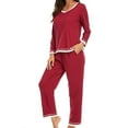 thumbnail image 6 of BLVB Soft Comfy Long Sleeve Pajama Sets Sleepwear for Women 2 Piece Pajama Sets Lounge Pj Sets with Pockets, 6 of 7