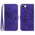 thumbnail image 2 of Feishell Wallet Case for iPhone 8 Plus/iPhone 7 Plus,for Men Women,Sunflower Embossed Pattern PU Leather Flip Cover Magnetic Closure Folio Card Slots Kickstand Phone Case with Hand Strap,Darkpurple, 2 of 11