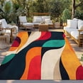 thumbnail image 3 of Fsddascl Retro Geometric Outdoor Rug for Patio/Deck/Porch, Non-Slip Large Area Rug 5 x 8 Ft, Modern Minimalist Abstract Art Indoor Outdoor Rugs Washable Area Rugs, Reversible Camping Rug Carpet, 3 of 5