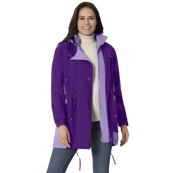 Woman Within Plus Size Colorblocked Taslon Anorak