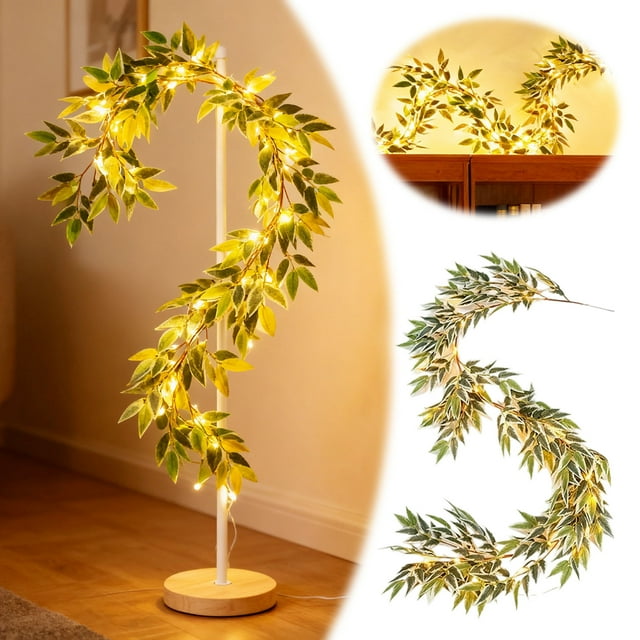 190cm Battery Operated LED Lighted Vine Greenery with Fairy Lights for Home Bedroom Shelf Wall and Party