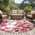 thumbnail image 4 of Round Rugs 5 Ft, Pink Roses Non Slip Area Rugs for Kitchen Bedroom Entryway, Spring Floral Elegant Pastoral Butterfly Washable Carpet Runner Rug Floor Mats for Bedroom Home Decor, 4 of 8