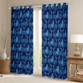 thumbnail image 2 of Feelyou Blue Boho Damask Curtains Pack of 2 (42x84 Each), Gothic Cat Curtains Blackout, 2 of 6
