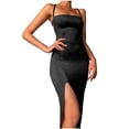 thumbnail image 2 of Gibobby Vestido de fiesta para mujer elegante Elegante cultivo sexy mujeres delgadas cuello U auto damas vestido de fiesta vestidos vestido de mujer(Negro,G), 2 of 5