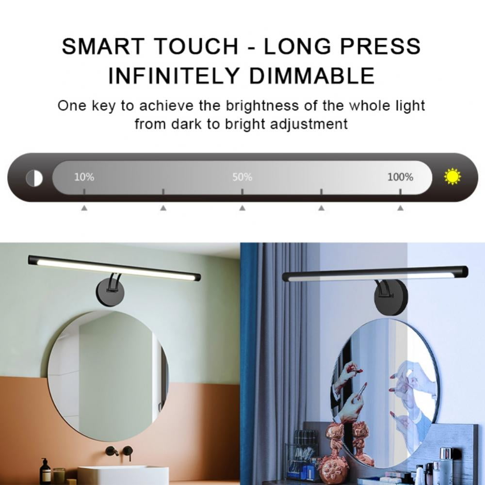 LED Vanity Lighting Fixtures, 22 inch Wall Mounted Plug in Light Fixtures, Bathroom Over Mirror Lamp Modern Home Bedside Wall Picture Lamps Sconces,6000K Black Make-up Mirror Front Lamp