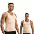 thumbnail image 5 of Men's Seamless Shapewear Tank Top, Slimming Waist & Chest Compression Vest, Solid Color Sleeveless Undershirt For Body Shaping Beige L, 5 of 8