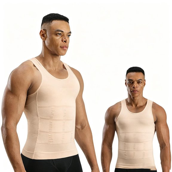 QSAWXQZ Men's Seamless Compression Tank Sleeveless Crew Neck Tummy Control Slim Body Shaper M