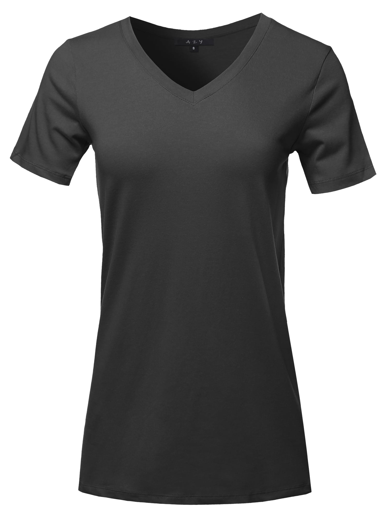 A2Y Women's Basic Solid Premium Cotton Short Sleeve V-neck T Shirt Tee ...