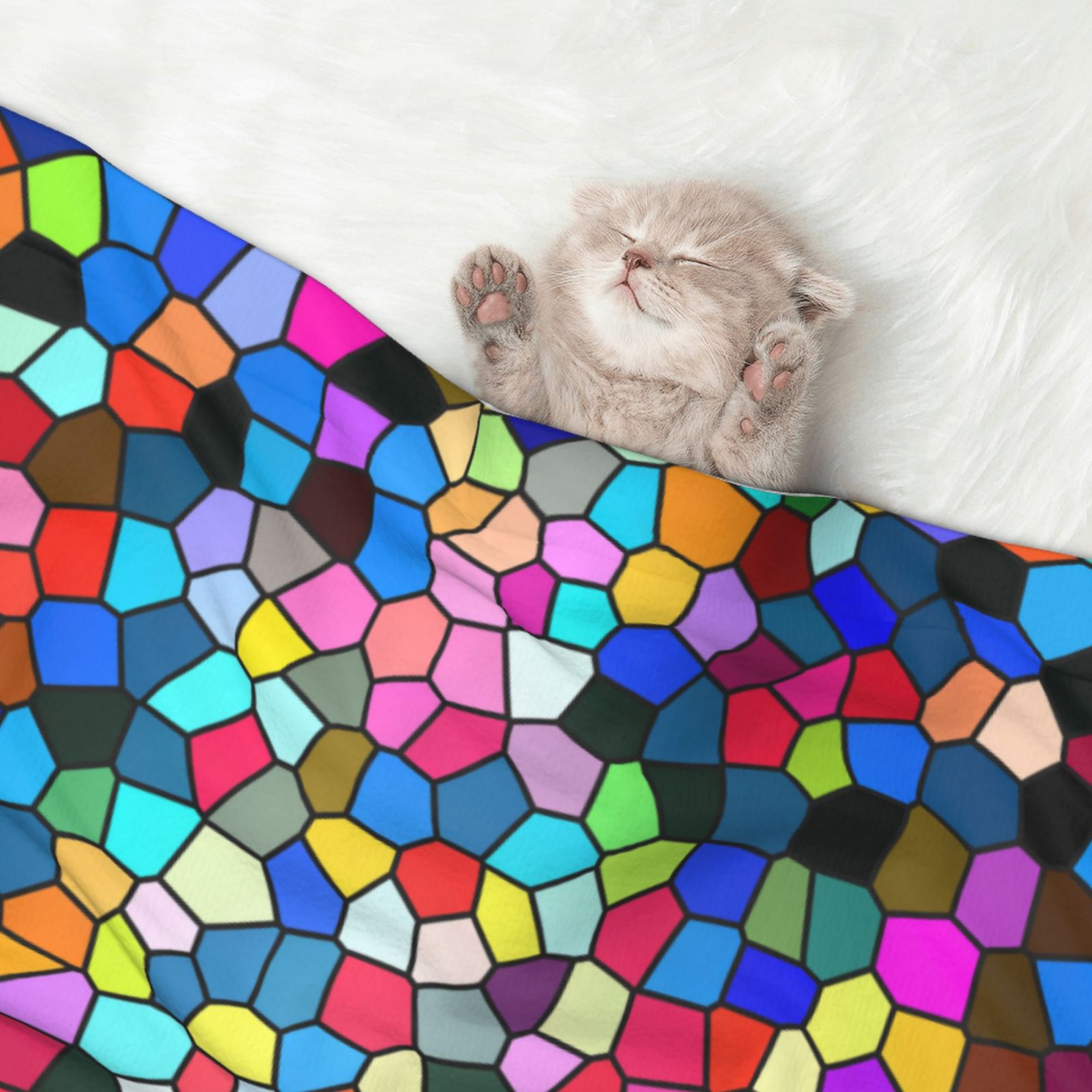 Naloa Colorful Tie Dye Stained Glass 2 Dog Blanket, 3 Sizes Cat Blanket for Indoor Cats Large Medium Small Dog Gifts-Large