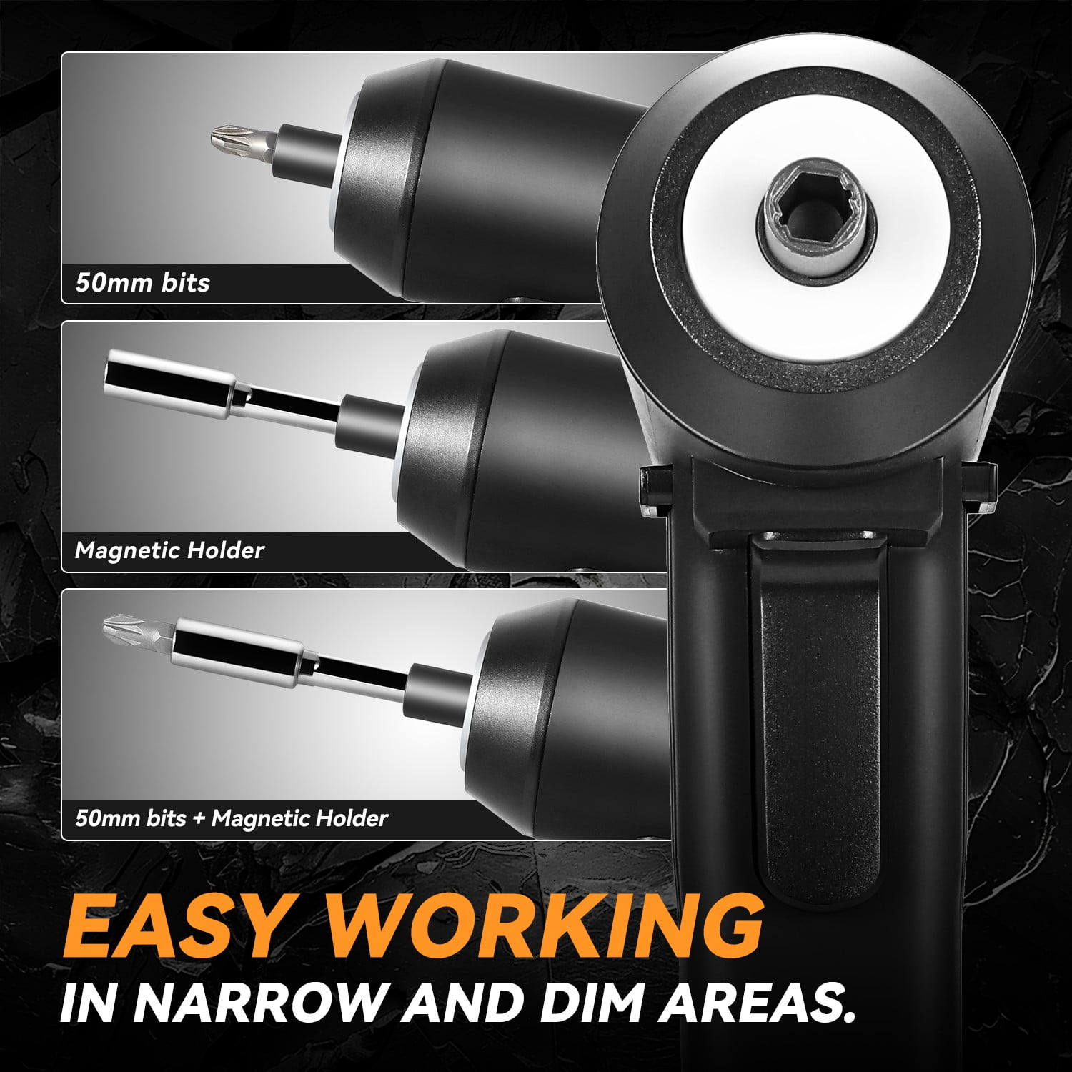 LED Driver Bits Electric Cordless Screwdriver Tool Kits with 32Pcs Driver Bits & Carrying Case Black