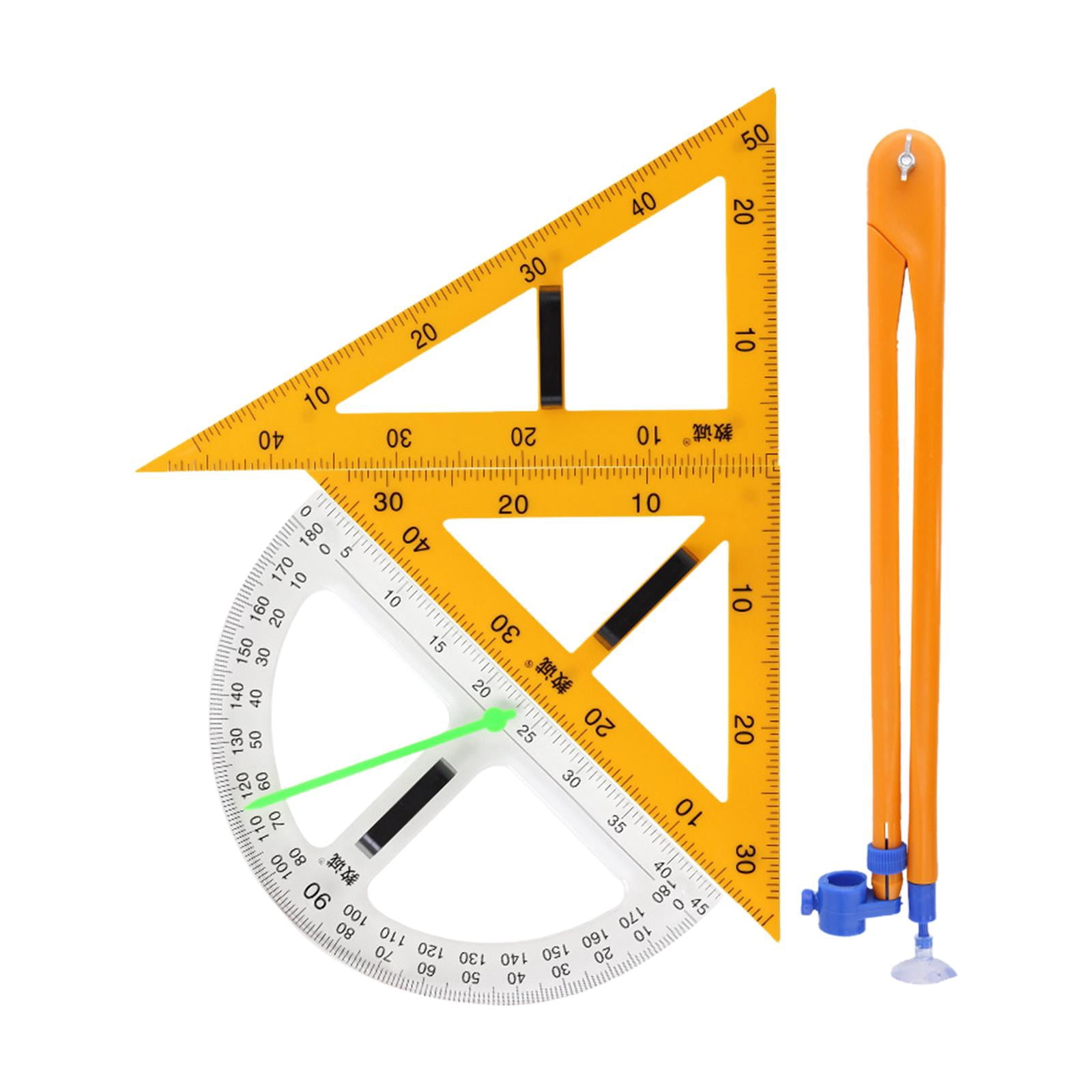4x Large Math Geometry Rulers Large Number Set Protractor Ruler Teaching Supplies for Classroom Blackboard Teachers White Board Engineering
