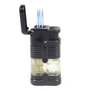 4 PACK Triple Solid &Clear Color Torch Lighter Adjustable Flame With Cigar Puncher Kitchen Gift Lighters for Men Woman Christmas