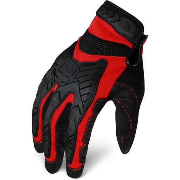 Ironclad EXO Motor Impact Glove; Work Gloves, TPR Impact Protection, (1 Pair), EXO2-MIGR-02-S Black & Red Small (Pack of 1)