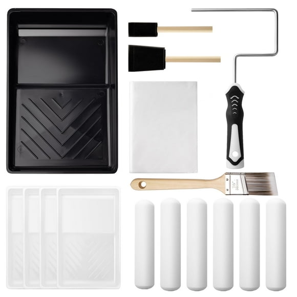 Kit de rodillos de pintura Mister Rui, espuma de 6 pulgadas, paquete de 16 con brocha