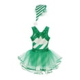 thumbnail image 4 of iiniim Girls Christmas Dance Striped Sleeveless Ballet Tutu Dress with Hat Set Green 16, 4 of 7