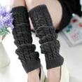 thumbnail image 3 of Dyfzdhu Autumn Winter Leg Warmers Women Solid Color Knitted Crochet Long Socks Calf Sleeve Grey, 3 of 5